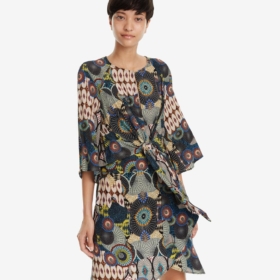 Vestido desigual flores mina