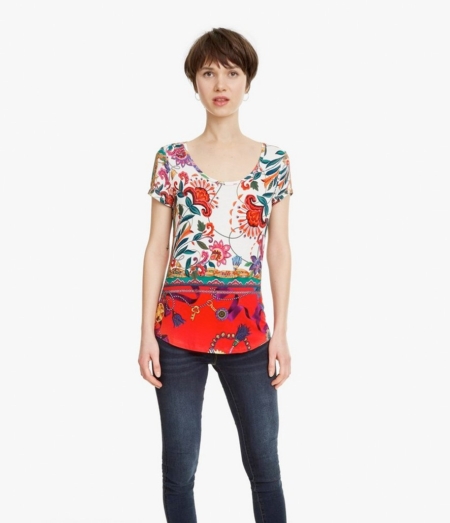 Camiseta Desigual blanca floral Leonor