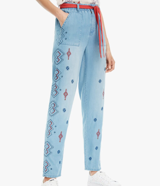 Pantalón Desigual tejano con bordados Mekane