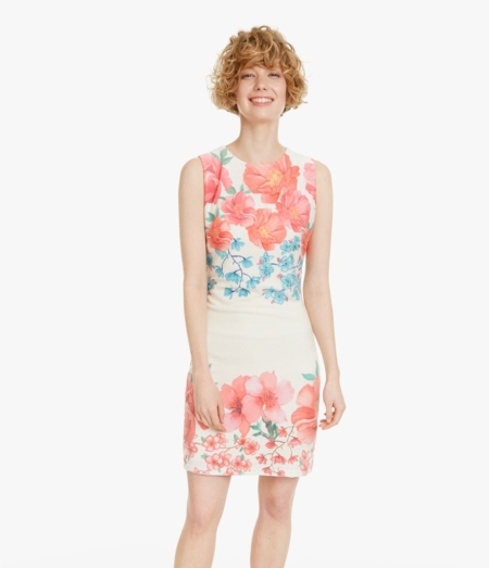 Vestido Desigual corto ajustado flores Yaquel