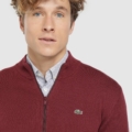 Chaqueta de punto de hombre roja con cremallera