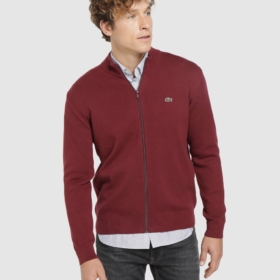 Chaqueta de punto de hombre roja con cremallera