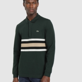 Polo piqué verde de manga larga