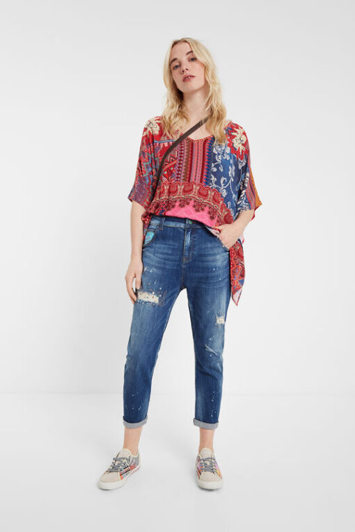 Blusa murciélago boho floral Desigual