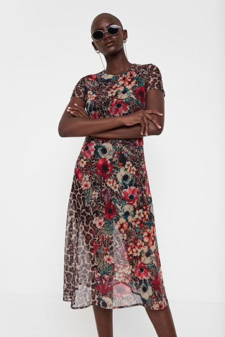 Vestido floral y animal Desigual