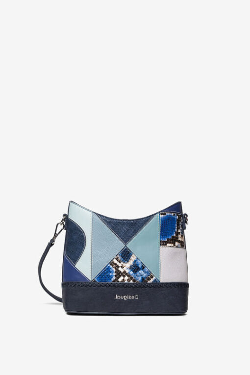 Bolso mediando patch azul Desigual