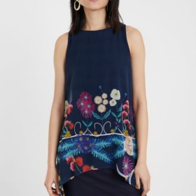 Vestido multicapa con estampado floral DESIGUAL