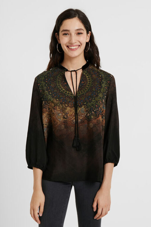 Blusa estampada manga 3/4 DESIGUAL