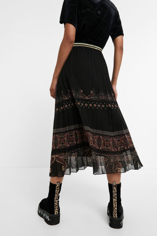 Falda midi plisada boho DESIGUAL - Imagen 2