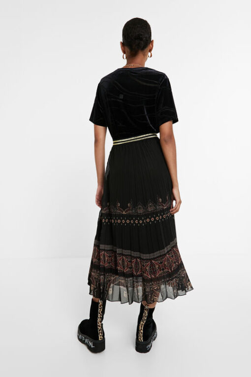 Falda midi plisada boho DESIGUAL - Imagen 5