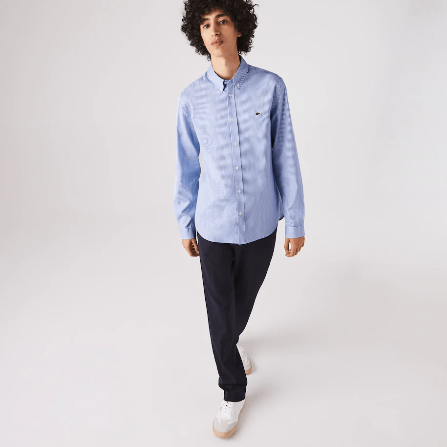 bombilla Variedad portugués Camisa Lacoste blanco/azul regular fit en algodón premium de cuadros al  mejor precio - Vimoda Toledo