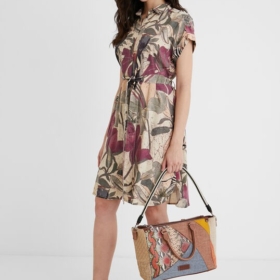 Vestido camisero corto safari