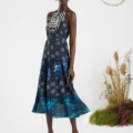 vestido midi halter bordado