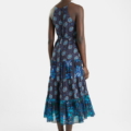 vestido midi halter bordado