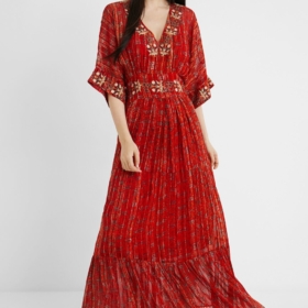 Vestido largo étnico lúrex