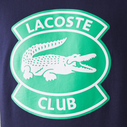 Camiseta de hombre de algodón con insignia Lacoste Club oversized y cuello redondo azul Lacoste - Imagen 5