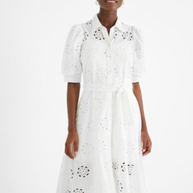 Vestido midi bordado suizo