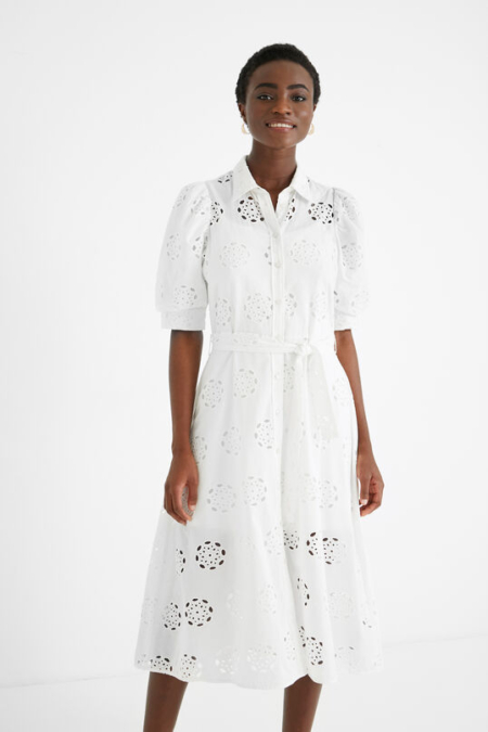 Vestido midi bordado suizo