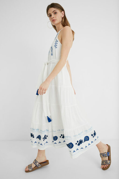 Vestido midi lino halter Desigual - Imagen 2