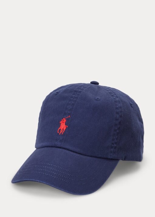 Gorra de tela de chino de algodón Navy/Red Ralph Lauren