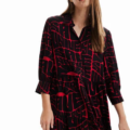 Vestido corto camisero mensajes Desigual