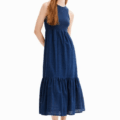 Vestido largo combinado bordado