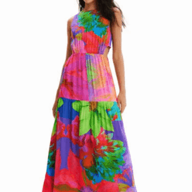 Vestido largo cut-out flores