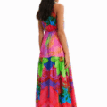 Vestido largo cut-out flores