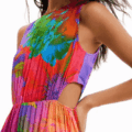 Vestido largo cut-out flores