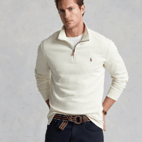 Jersey de hombre crema con el cuello alto