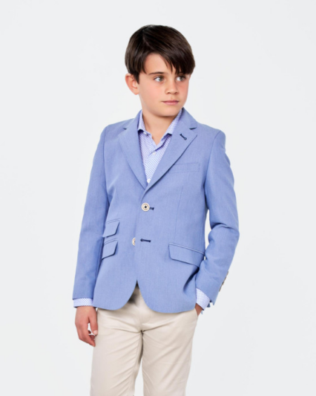 Americana SPAGNOLO ojo de perdiz bolsillos solapa azul