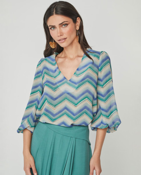 Blusa de mujer estampada con manga 34 UNIQUE UNLIMITED