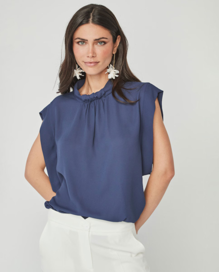 Blusa de mujer sin mangas con frunce en el cuello UNIQUE UNLIMITED