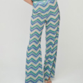 Pantalón ancho de mujer estampado de gasa UNIQUE UNLIMITED azul