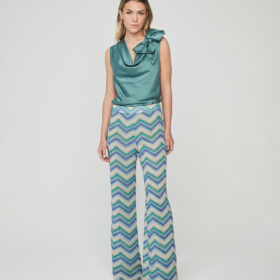 Pantalón ancho de mujer estampado de gasa UNIQUE UNLIMITED azul