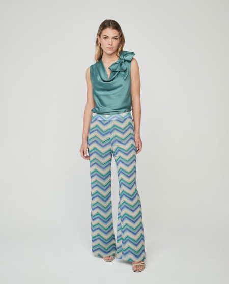 Pantalón ancho de mujer estampado de gasa UNIQUE UNLIMITED azul
