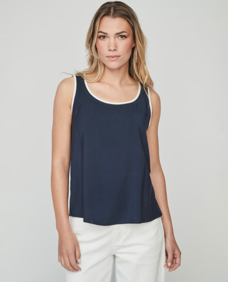 Top de mujer sin mangas con escote redondo UNIQUE UNLIMITED azul marino