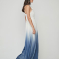 Vestido escote halter en gasa con estampado degradado UNIQUE UNLIMITED azul