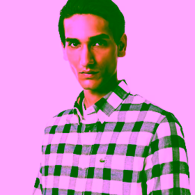Camisa de franela con cuadros escoceses blanco LACOSTE