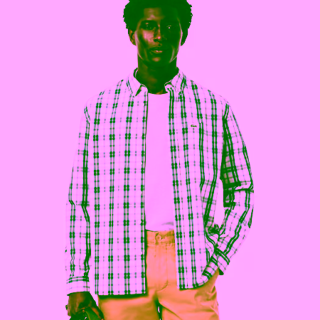 Camisa de popelín con cuadros escoceses blanco verde LACOSTE