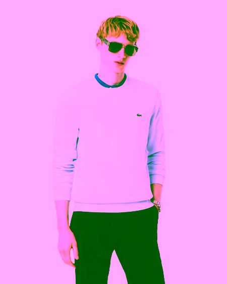 Jersey de cuello redondo de algodón monocolor azul