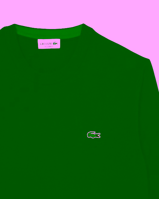 Jersey de cuello redondo de algodón monocolor azul marino LACOSTE