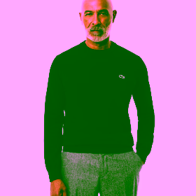 Jersey de cuello redondo de algodón monocolor negro LACOSTE