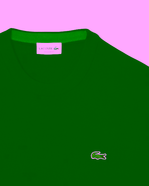 Jersey de cuello redondo de algodón monocolor negro LACOSTE