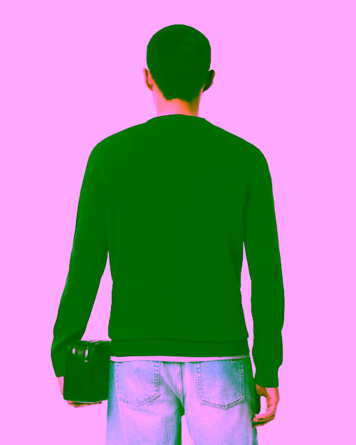 Jersey de cuello redondo de algodón monocolor verde