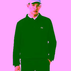 Sudadera con cuello polo de canalé azul LACOSTE