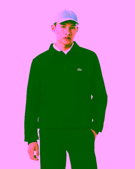 Sudadera con cuello polo de canalé azul LACOSTE