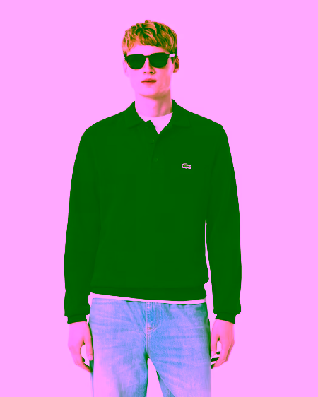 Sudadera con cuello polo de canalé de algodón marrón LACOSTE