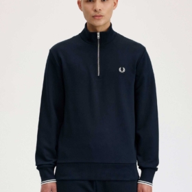Sudadera con media cremallera azul marino FRED PERRY