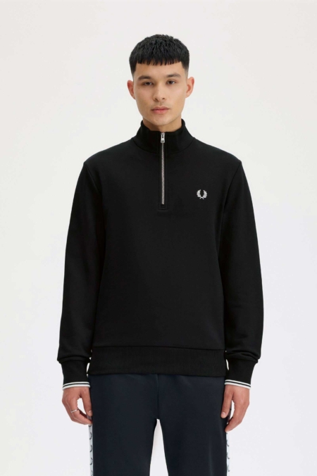 Sudadera con media cremallera negro FRED PERRY
